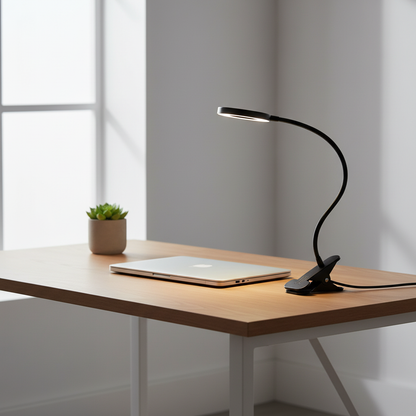 LED Clip Desk Lamp | Gooseneck Art Deco Reading Light