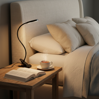 LED Clip Desk Lamp | Gooseneck Art Deco Reading Light